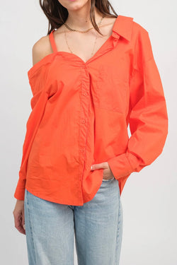Collection of Relaxed-Fit Button Down Blouse in a gallery layout