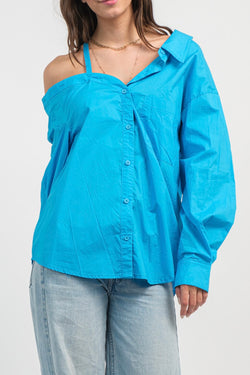 Collection of Relaxed-Fit Button Down Blouse in a gallery layout