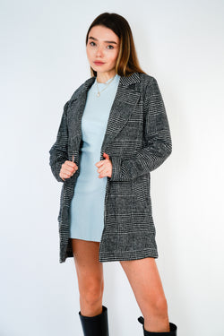 Collection of Charcoal Plaid Coat in a gallery layout