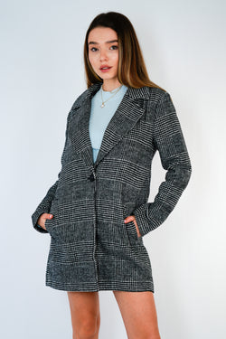 Collection of Charcoal Plaid Coat in a gallery layout