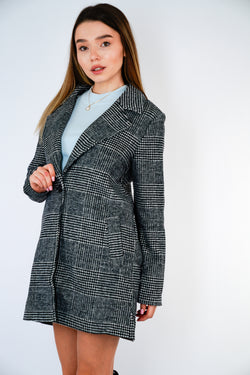 Collection of Charcoal Plaid Coat in a gallery layout