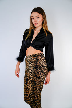 Collection of Satin Tie Front Top Feather Cuffs in a gallery layout