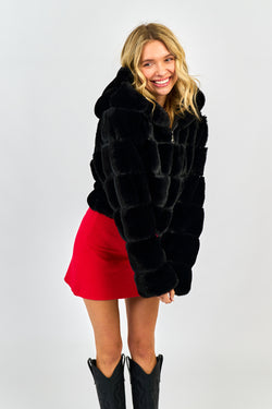 Collection of Faux Fur Hooded Jacket in a gallery layout