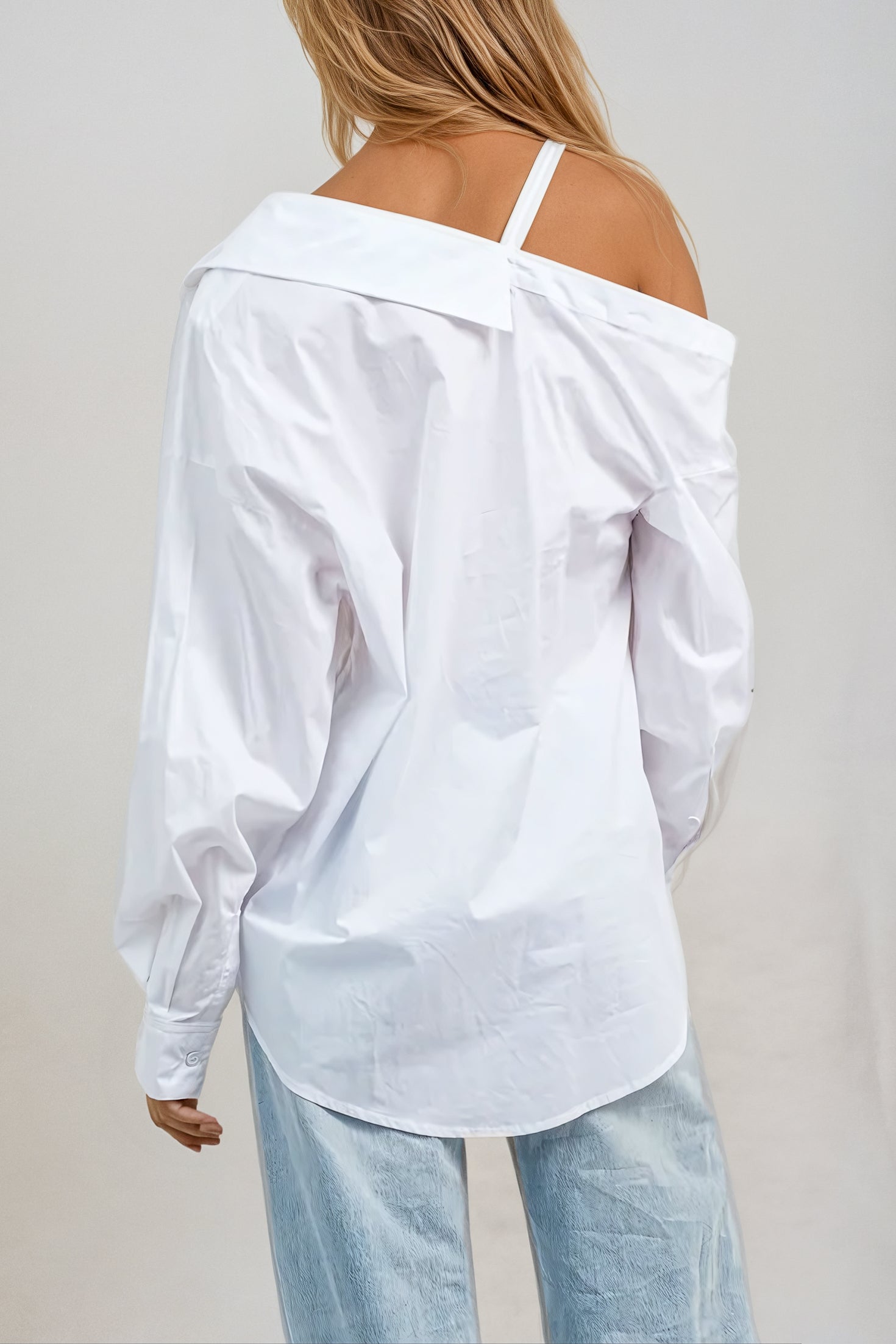 Collection of Relaxed-Fit Button Down Blouse in a gallery layout